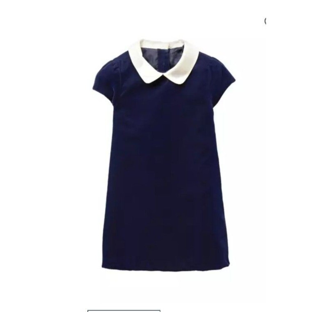 Janie and Jack toddler/baby Girls Velvet Shift Dress COLOR Navy/white size 2T GU